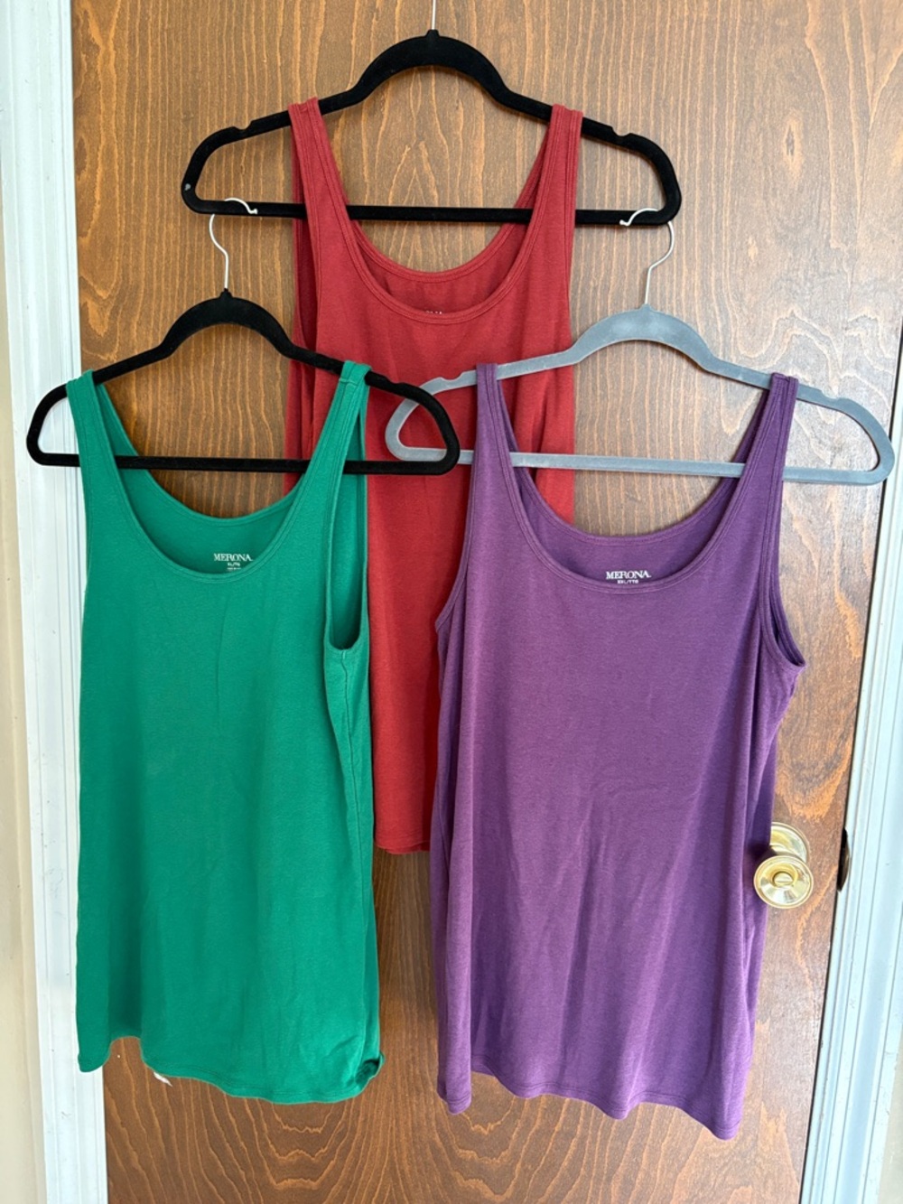 Merona Women's Scoop Neck Tank Top Trio - Purple, Green, Red